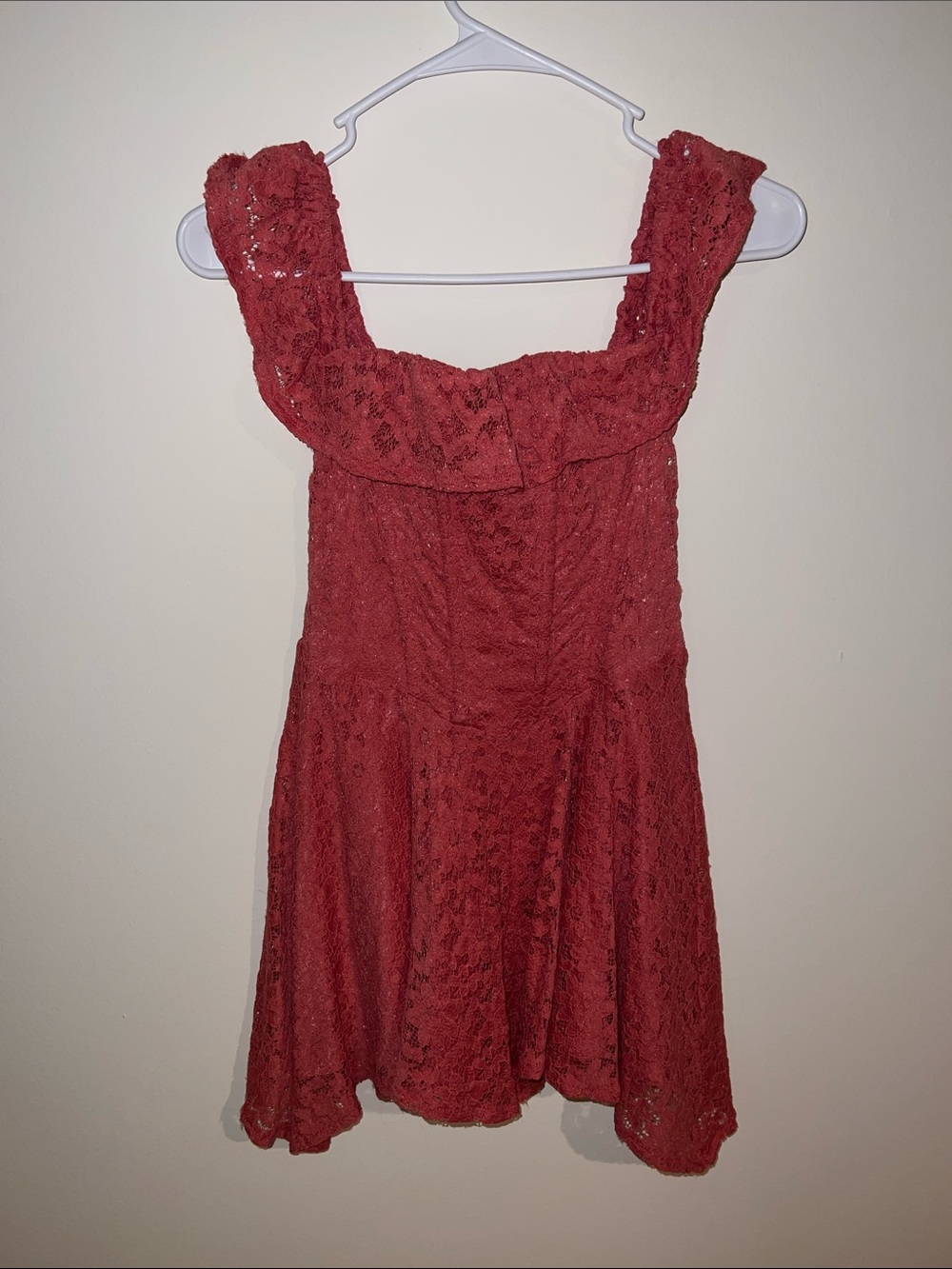 Dark Pink Lace Fit-and-Flare Corset Dress